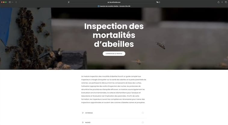 (French Canadian) Bee Kill Investigation module landing page.