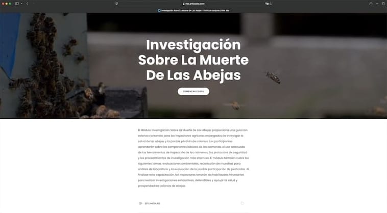 (Spanish) Bee Kill Investigation module landing page.