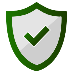 A shield with a checkmark representing credibility.